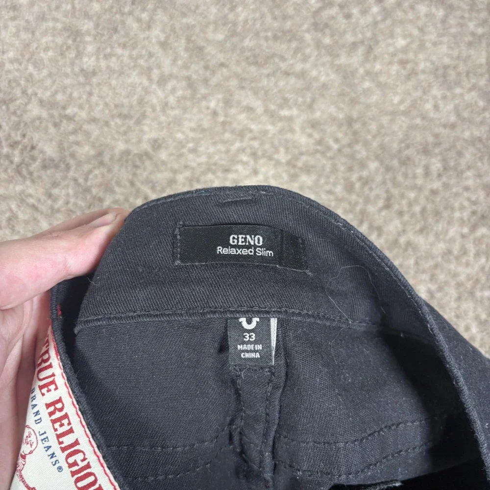 True‎ Religion Geno Relaxed Slim Mens Black Jeans Size 33 (Fits 36x27) Stretch